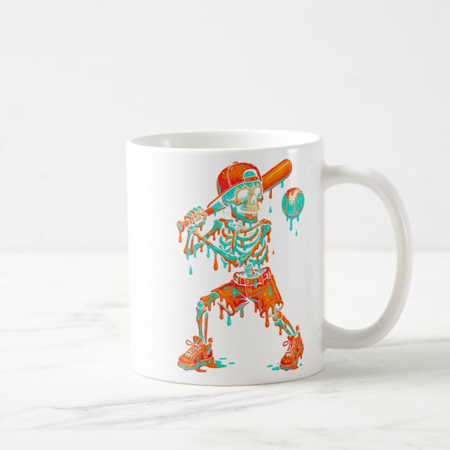 Halloween Baseball Skeleton Ice Cream Drip Basebal Coffee Mug (Right)