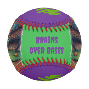 Halloween Baseball, Zombie,Brains Over Bases  Baseball