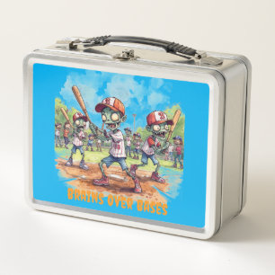 Halloween Baseball, Zombie,Brains Over Bases , Metal Lunch Box