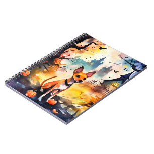 Halloween Basenji With Pumpkins Scary  Notebook