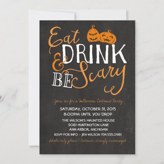 Halloween Bash, Costume Party, Adult Party Invitation (Front)