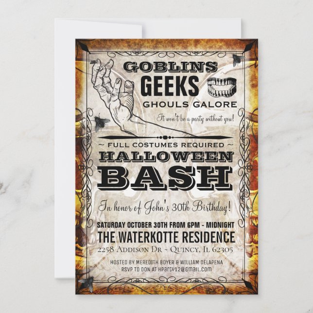 Halloween Bash Party Invitation (Front)