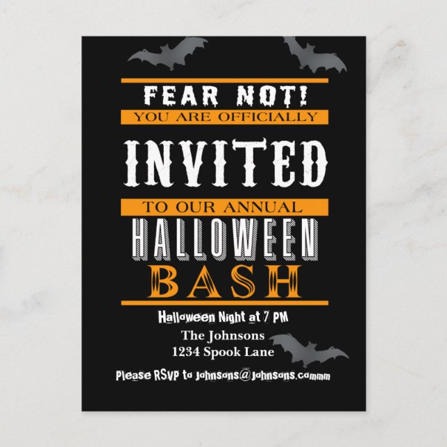 Halloween Bash Party Invitations (Front)