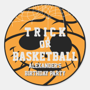 Halloween Basket Ball Trick or Basketball Birthday Classic Round Sticker
