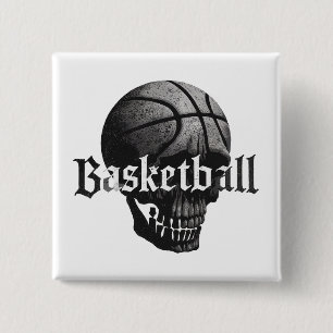 Halloween Basketball Design with a Gothic Twist 2 Inch Square Button