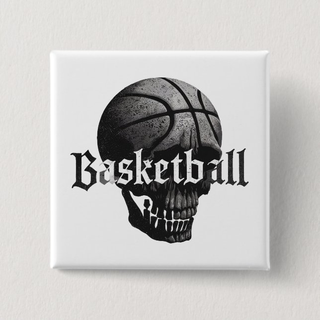 Halloween Basketball Design with a Gothic Twist 2 Inch Square Button (Front)
