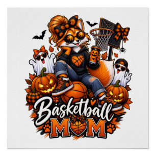 Halloween Basketball Mom Fox – Spooky Hoops Mom Poster