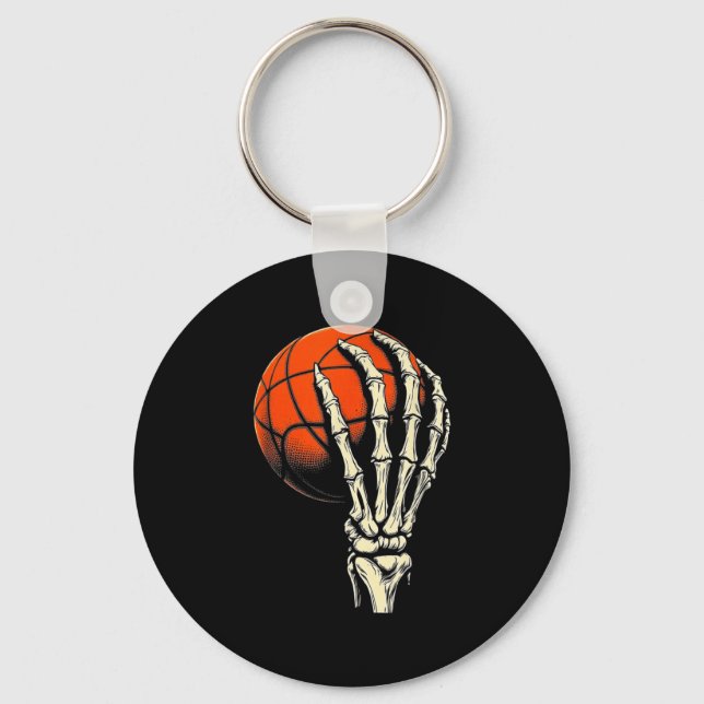 Halloween Basketball Skeleton Skull Player Men Boy Keychain (Front)