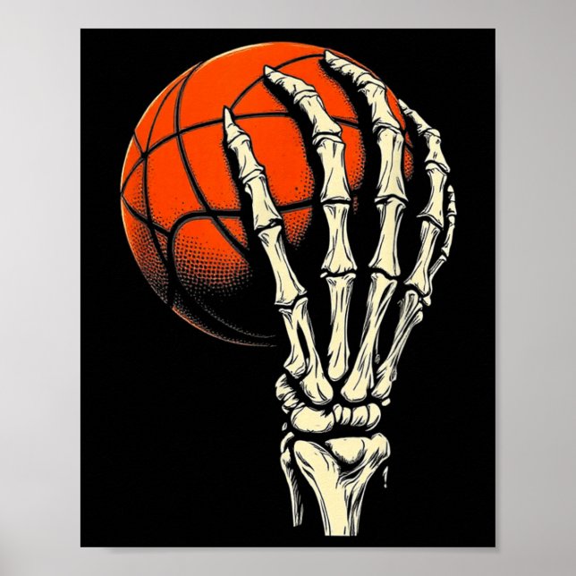 Halloween Basketball Skeleton Skull Player Men Boy Poster (Front)