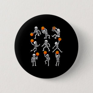 Halloween Basketball Skeletons Dunking Dribble Boy 2 Inch Round Button