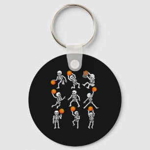 Halloween Basketball Skeletons Dunking Dribble Boy Keychain