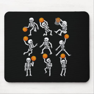 Halloween Basketball Skeletons Dunking Dribble Boy Mouse Pad