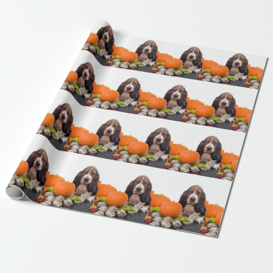 Halloween Basset Hound dog matte wrapping paper