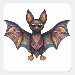 Halloween Bat Alebrije Square Sticker