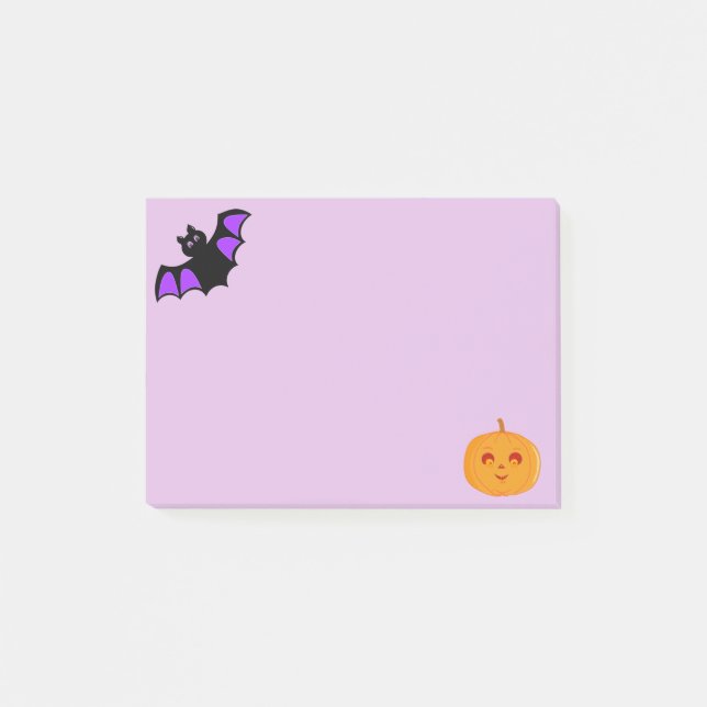 Halloween Bat and Pumpkin Post-it Notes (Front)