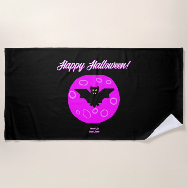 Halloween Bat Beach Towel (Front)