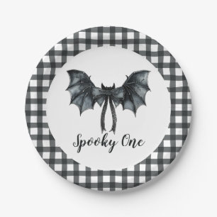 Halloween Bat Bow Spooky One 1st Birthday Paper Plate