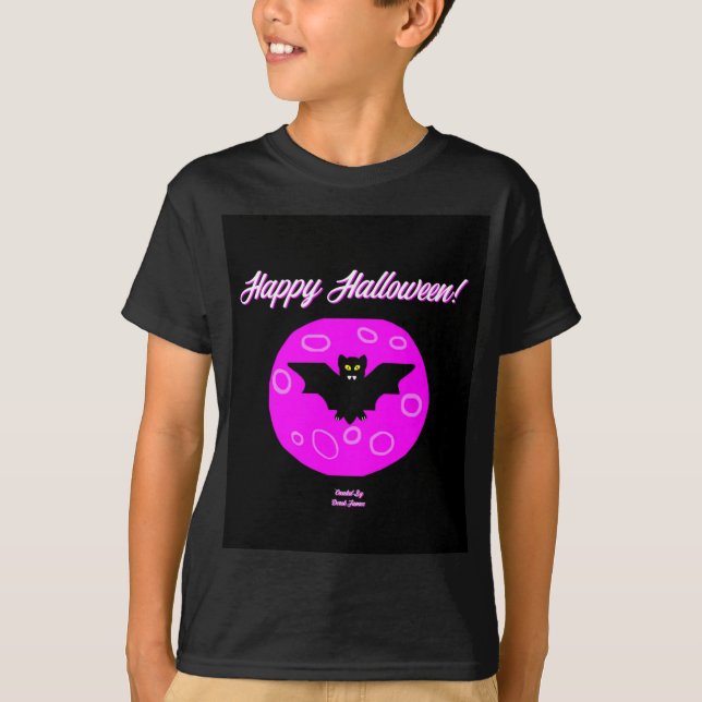 Halloween Bat Boys Black Basic T Shirt (Front)