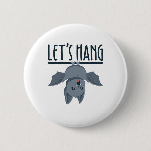 Halloween Bat Cute Spooky Let's Hang 2 Inch Round Button