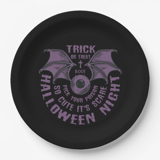 Halloween Bat Eyeball Paper Plate – Spooky  (Front)