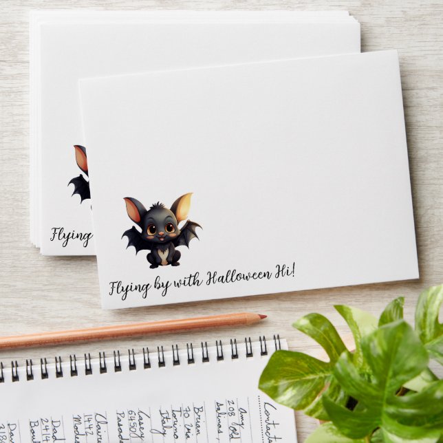 Halloween Bat Flying By with Halloween Hi! Envelope (Stacked)
