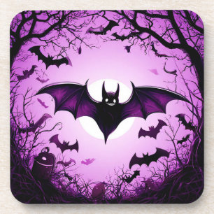 Halloween Bat Flying Over Moonlit Sky Coaster