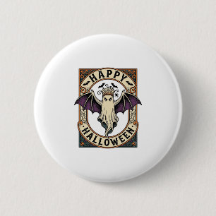 Halloween Bat Ghost Vintage Engraving Shirt_1 2 Inch Round Button