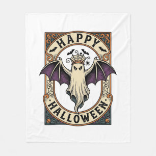 Halloween Bat Ghost Vintage Engraving Shirt_1 Fleece Blanket