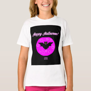 Halloween Bat Girls White Basic T Shirt