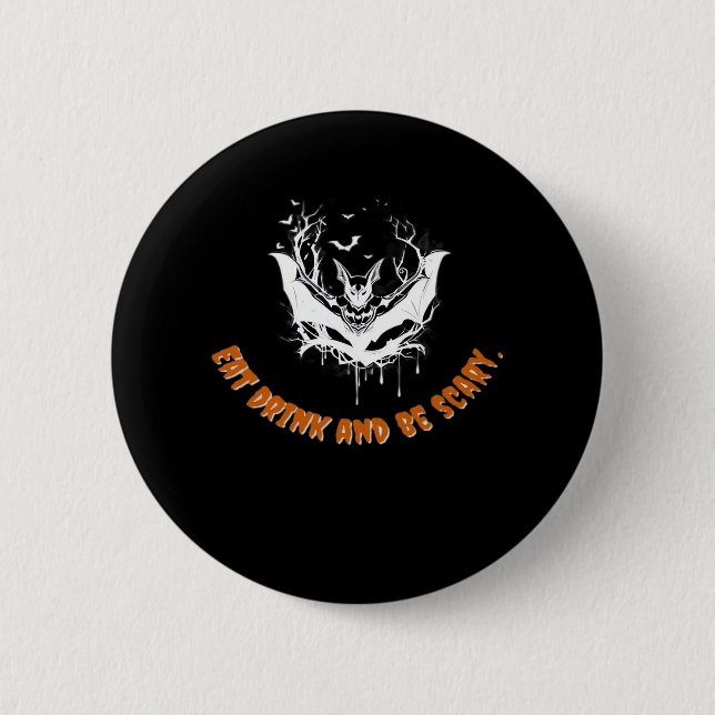 Halloween Bat Hanging For The Essential 2 Inch Round Button (Front)