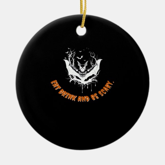 Halloween Bat Hanging For The Essential Ceramic Ornament (Front)