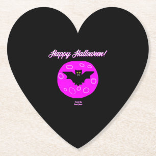 Halloween Bat Heart Paper Coaster