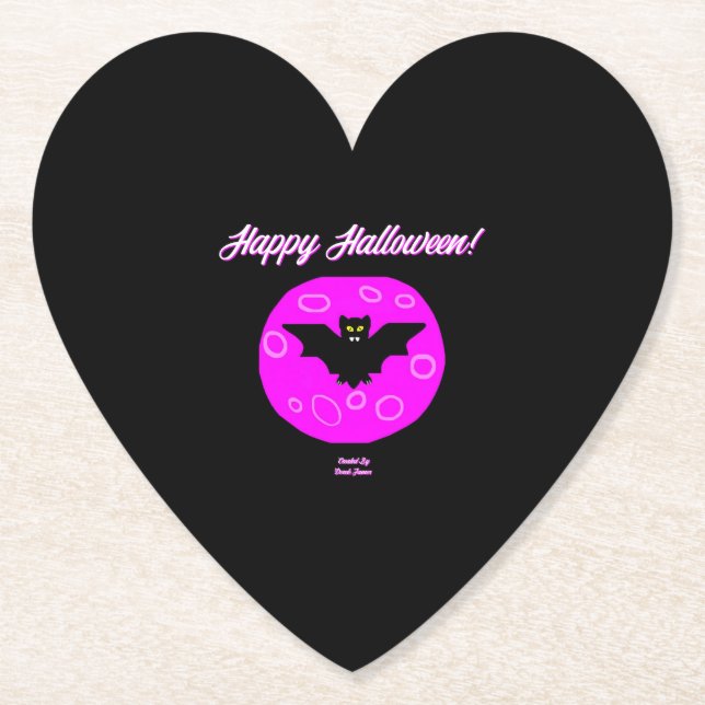Halloween Bat Heart Paper Coaster (Front)