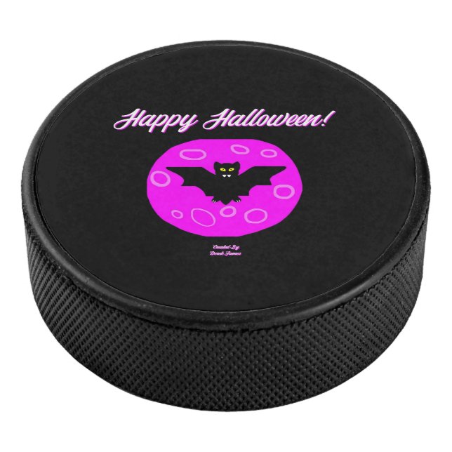 Halloween Bat Hockey Puck (3/4)