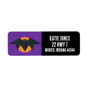HALLOWEEN BAT MOON RETURN ADDRESS LABELS