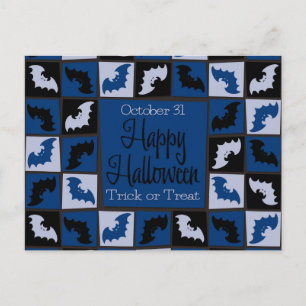 Halloween bat mosaic postcard
