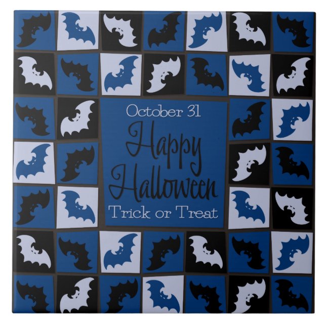 Halloween bat mosaic tile (Front)