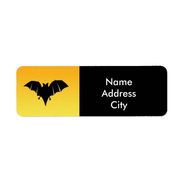 Halloween Bat Orange Black Yellow Address Label (Front)