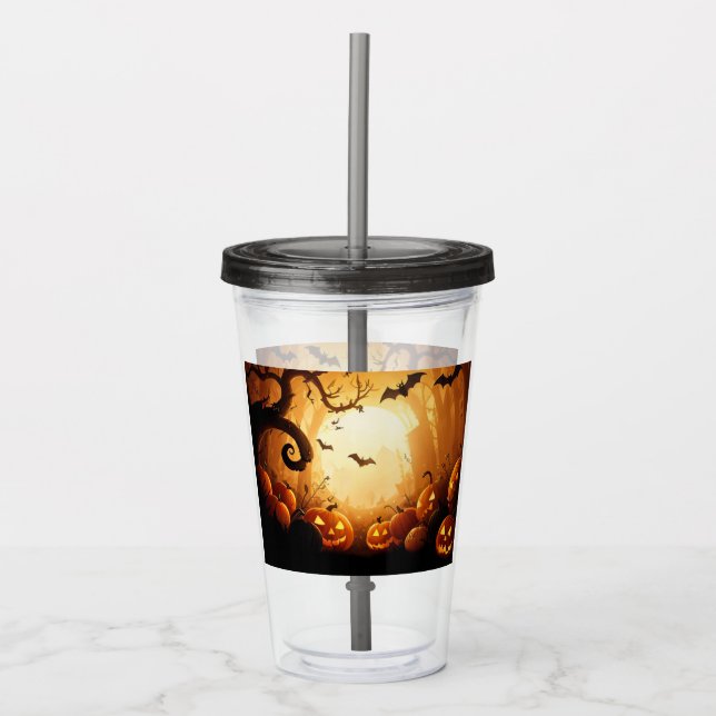 Halloween/Bat/Pumpkin/Fall  Acrylic Tumbler (Front)
