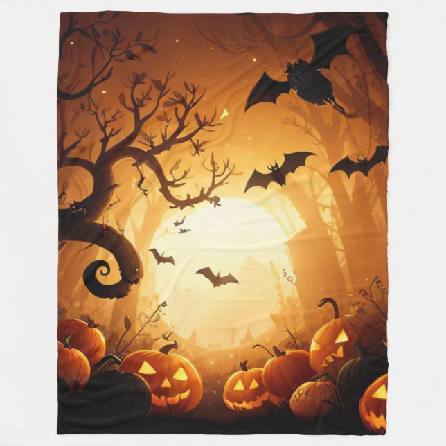 Halloween/Bat/Pumpkin/Fall  Fleece Blanket (Front)