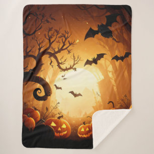 Halloween/Bat/Pumpkin/Fall Sherpa Blanket