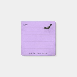 Halloween Bat Silhouette over Purple - Lined Post-it Notes