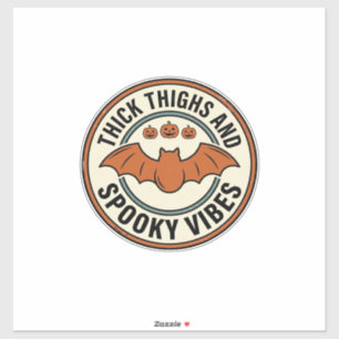 Halloween Bat Thick Thighs Spooky Vibes Vintage_1