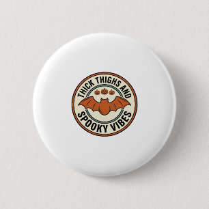Halloween Bat Thick Thighs Spooky Vibes Vintage_1 2 Inch Round Button