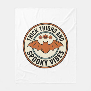 Halloween Bat Thick Thighs Spooky Vibes Vintage_1 Fleece Blanket