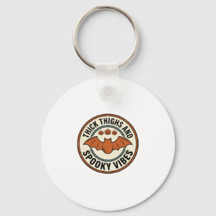 Halloween Bat Thick Thighs Spooky Vibes Vintage_1 Keychain