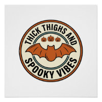 Halloween Bat Thick Thighs Spooky Vibes Vintage_1