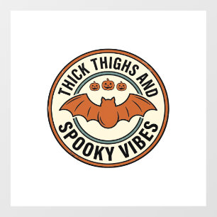 Halloween Bat Thick Thighs Spooky Vibes Vintage_1 Window Cling