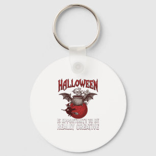 Halloween Bat Winged Cauldron Flying Witch Ghost Keychain