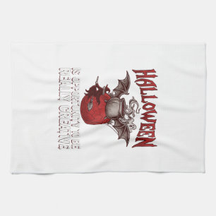 Halloween Bat Winged Cauldron Flying Witch Ghost Kitchen Towel